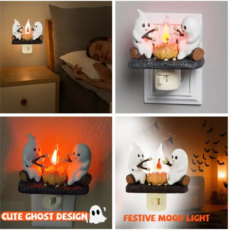 Ghost Campfire Trembling Plug In Night Light Halloween Ghost Pumpkin Night Light Halloween Decoration For Boys Room Toy