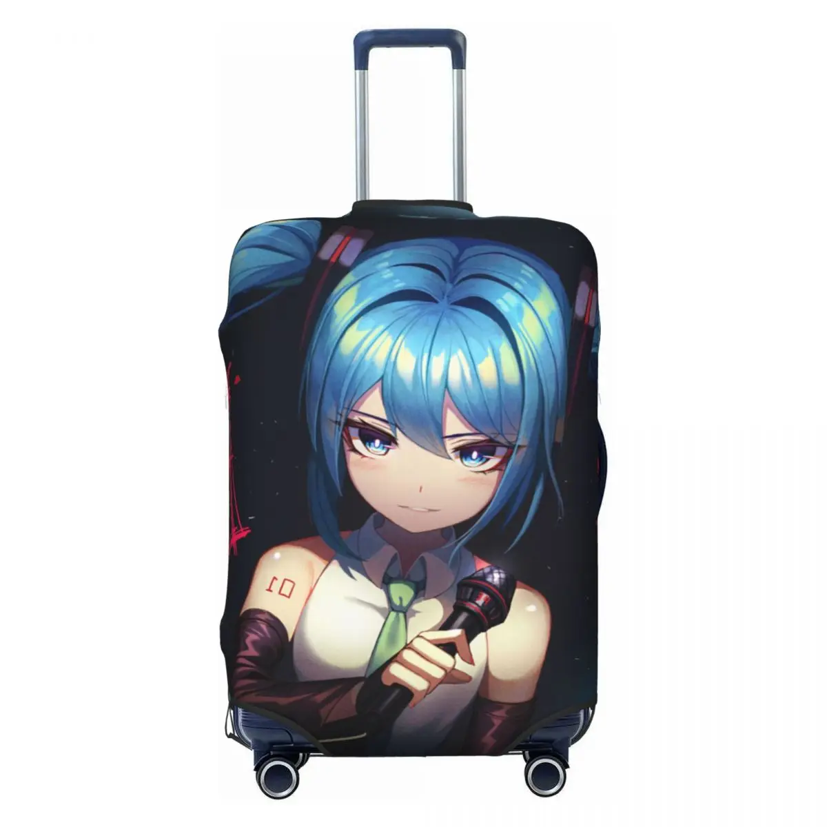 カスタム初音ミク-vocaloid-ロックアニメ旅行荷物カバー洗えるスーツケースカバープロテクターフィット-18-32-インチ