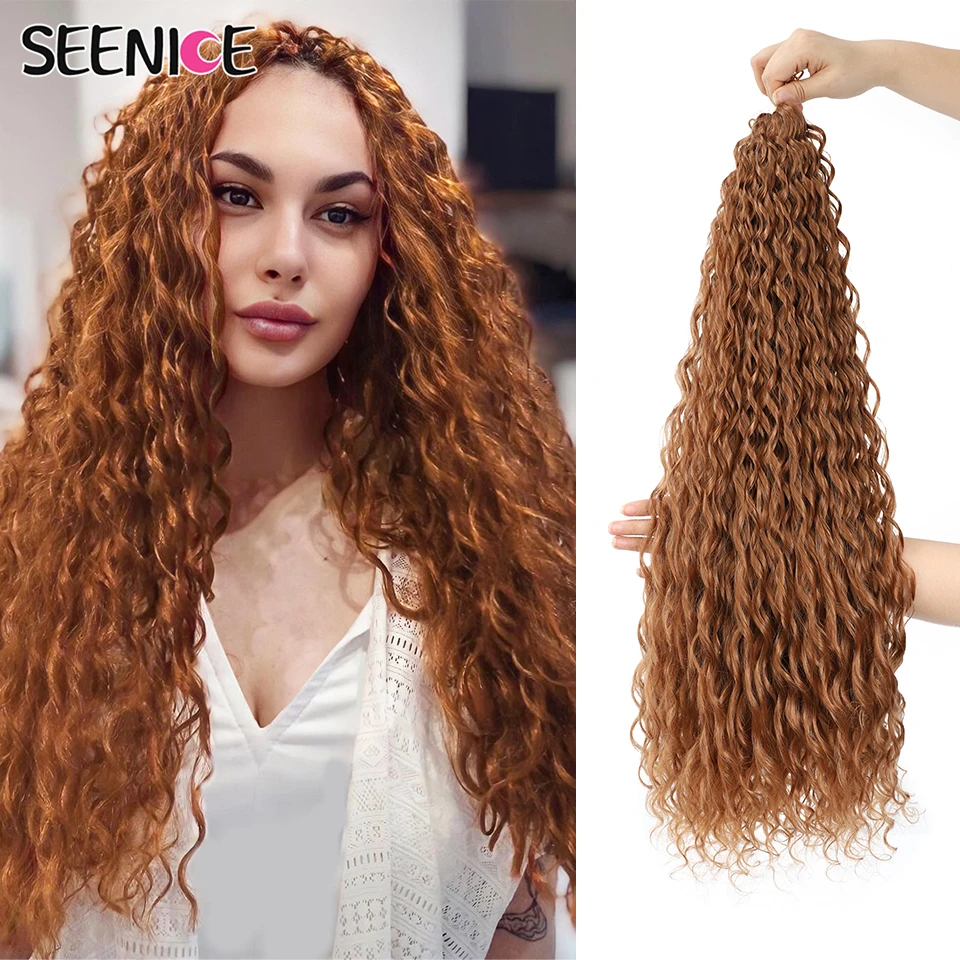 

Curly Braids Synthetic Loose Water Wave Braiding Hair Extensions Afro Curls Natural Ombre Blonde Pink Crochet Braids For Women