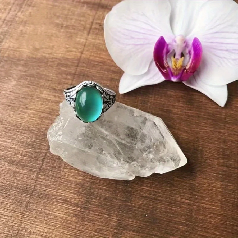 حلقة زخرفية متغيرة الألوان ، عتيقة ، سبيكة سيري ، استشعار درجة الحرارة ، مناسبة للارتداء اليومي ، 1 * #5