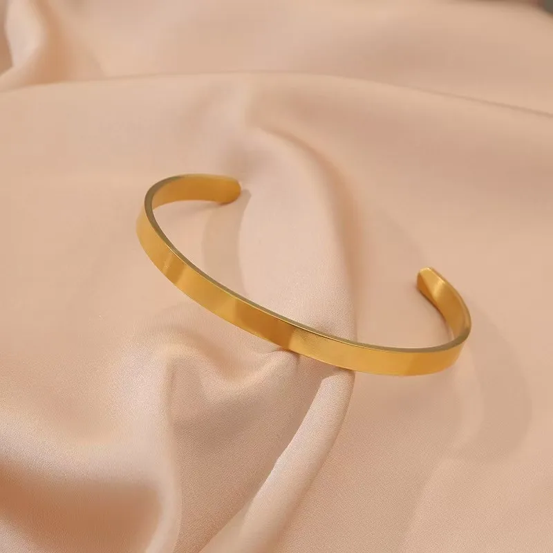 100 قطعة 4/6/8 مللي متر مقاوم للماء الفولاذ المقاوم للصدأ شعار مخصص/رسالة الكفة سوار IP الأسود التيتانيوم الإسورة للنساء الرجال المجوهرات الكلاسيكية #5