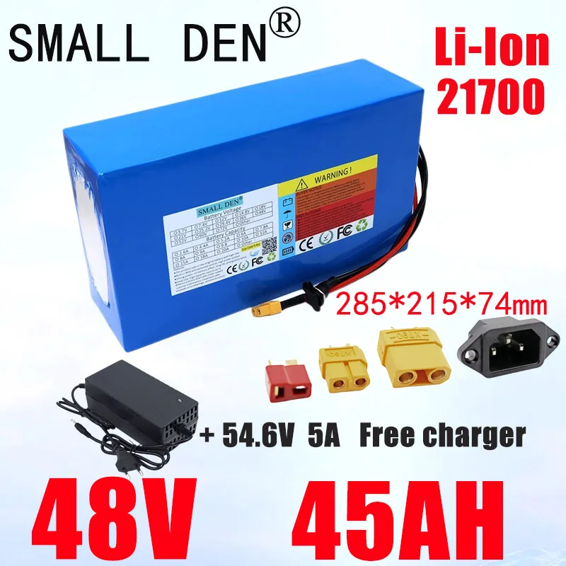 New 48V 45AH 13S9P 21700 lithium battery pack with built-in BMS electric tool 0-2500W power motor rechargeable battery