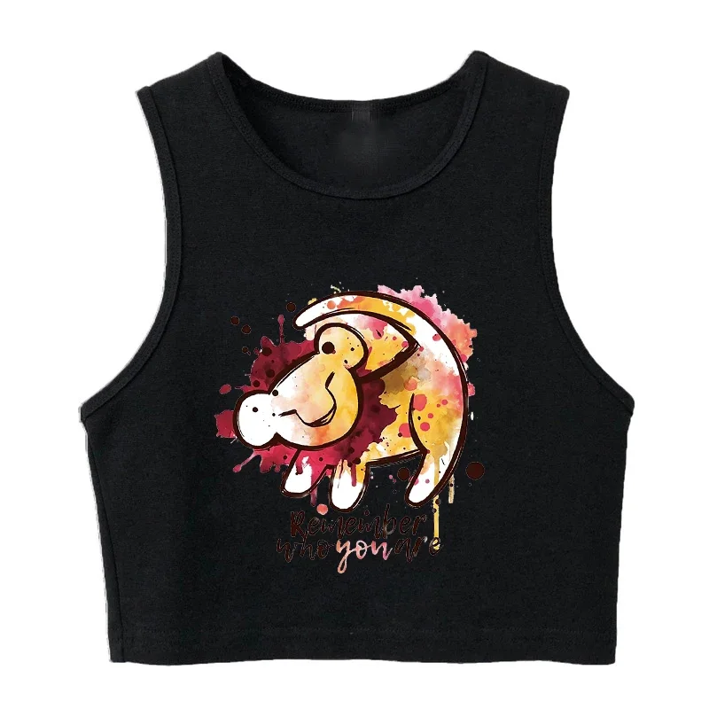 Manga 90s Tank Top Hakuna Matata Tshirt Crop Top Vest Disney The Lion King T Shirt Cropped T-shirt Women Top Tees Female Clothes