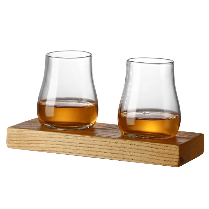 Whiskey Tasting Glass Set & Solid Wood Base | Luxury Scotch Snifter 8 Scotch Whisky Tasting Glass Match Solid Wood Pallet Set Liquor Shot Glasses Whiskey Tumbler Cognac Brandy Snifter Wooden Base 6