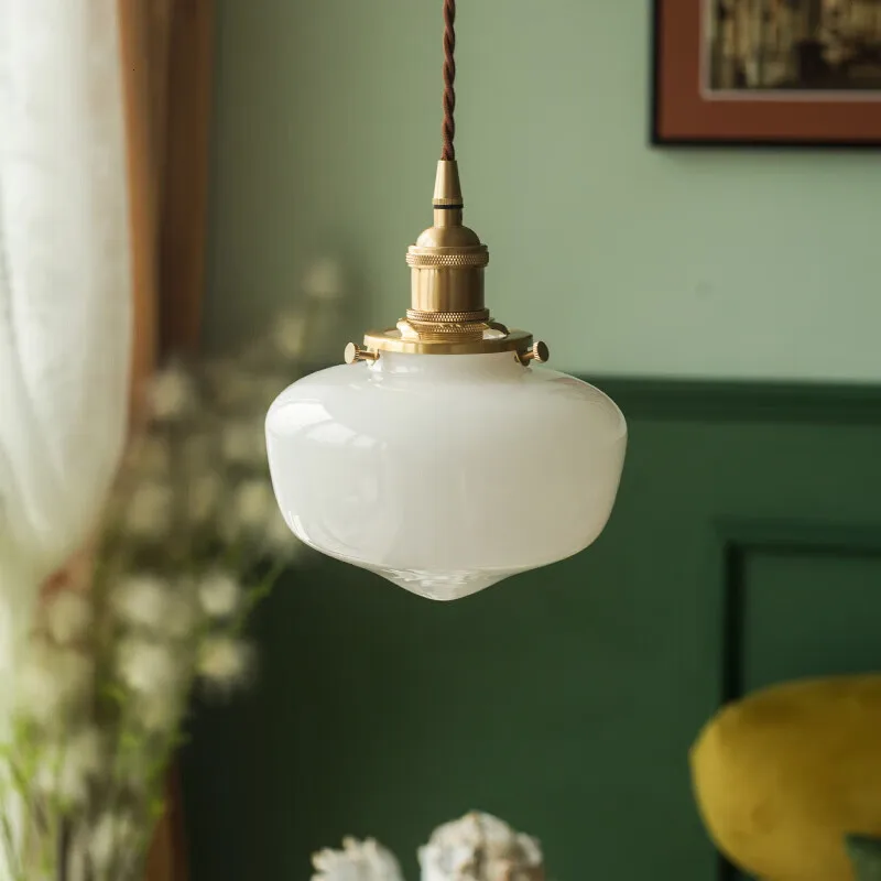 Glass Entrance Chandelier Simple Retro Restaurant Bedside Bedroom Study Single Head Small Chandelier
