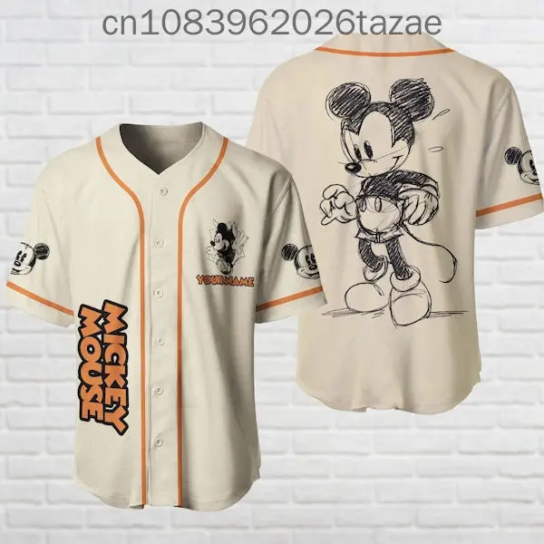 

2025 Disney Baseball Shirt, Customizable, 3D Printed Casual Fashion Button Baseball Shirt