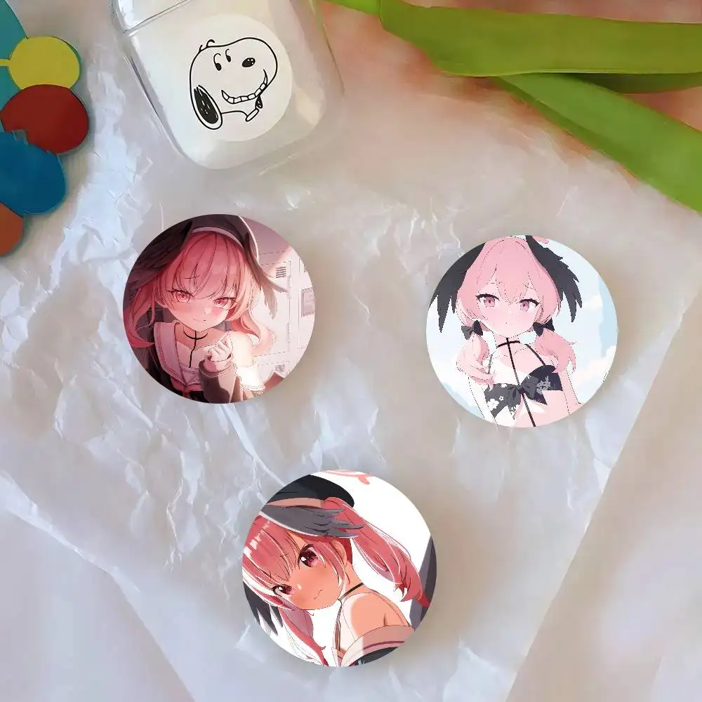 Shimoe Koharu Anime Game B-Blue Archive Round Badge Lapel Pins For Backpacks Briefcase Laser Brooch Clothes Gifts