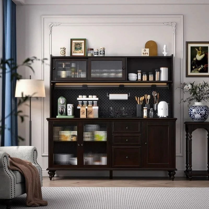 

American tea and dining side cabinet light luxury retro all solid wood multi-functional French medieval living room