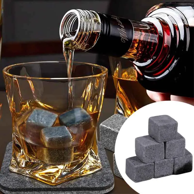 Stone Sipping Cooler Bar 9 Pack Grey Natural Granite Reusable Drink Cooling Stone Party Whiskey Natural Stone Home Wine Cooler