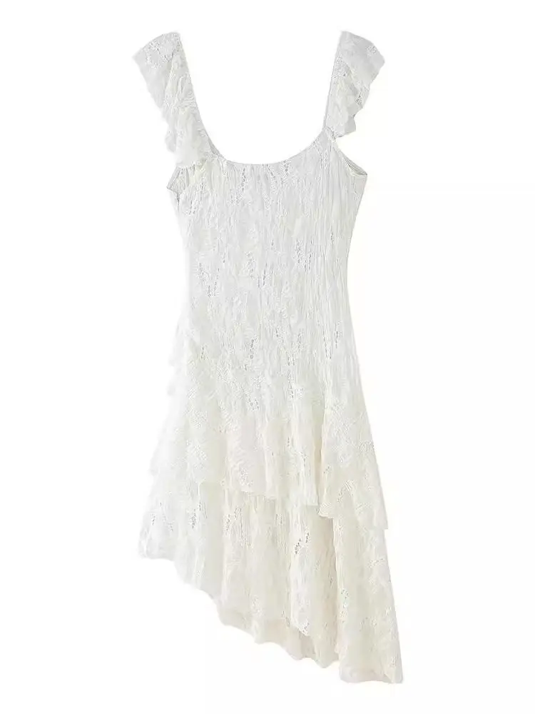 Verão 2025 Nova Faion Lace Em Camadas Decoração Strap Dr Feminino 229890 72 Doce Cintura Alta Fly Sve Poliéster Bolo Sk...