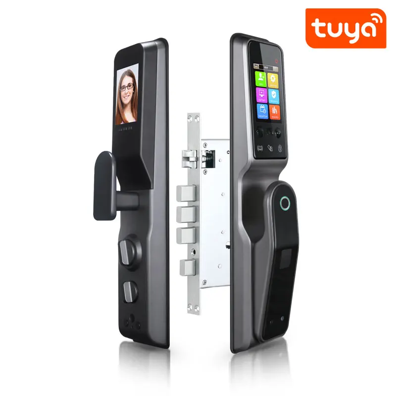 Tuya App Smart Face Recognition Lock Fingerprint Door Lock Intelligent Electric Digital Lock Password Key IC Card APP PST-AF90P