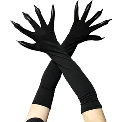 40cm Spandex Halloween Cosplay Compulsion Fashionable Personality Stretch Ghost Claw Long Nail Gloves Stage Performance Solid