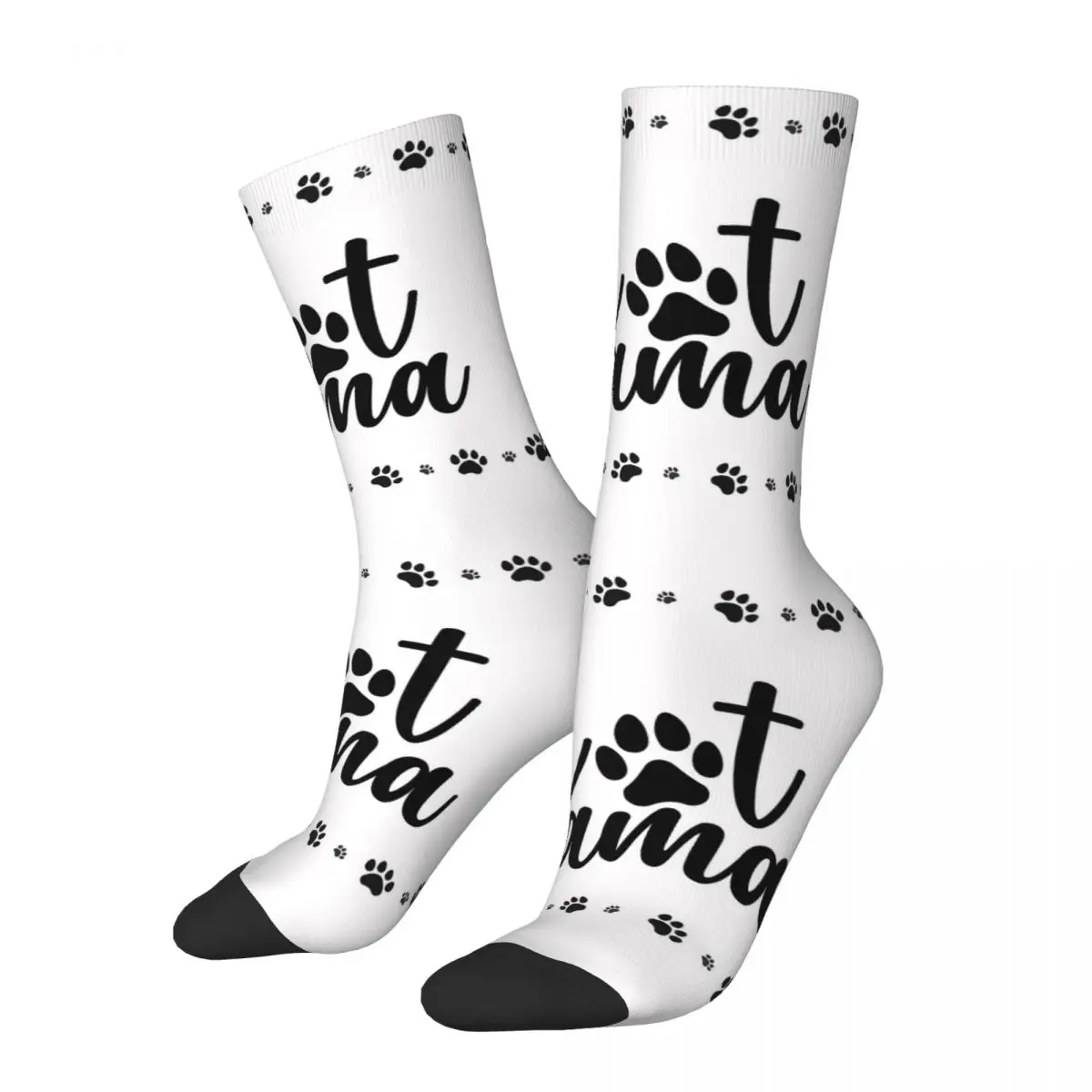 Cat Mama With Paw Prints Socks Harajuku Super Soft Stockings All Season Long Socks Accessories for Man's Woman's Christmas Gifts