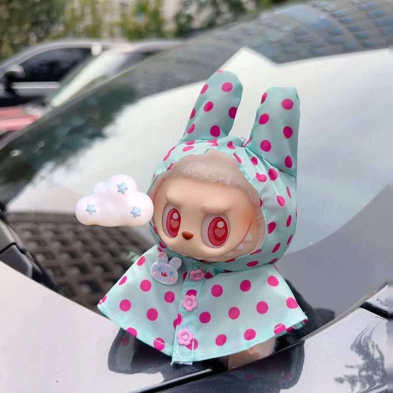 

Doll's Clothes For Labubu 17cm The Monster Outfit Accessories Clothing DIY Kids Gift Cute Candy Color Raincoat Colorful Dots