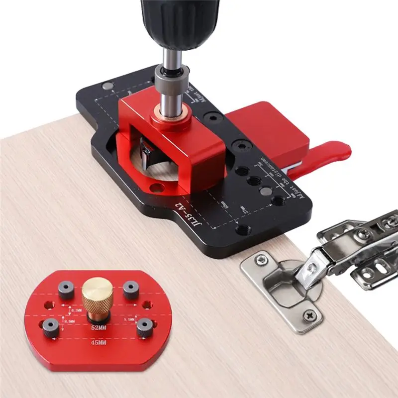 

ABCD Cabinet Hinge Jig Kit 35Mm , Aluminum Alloy Hole Opener Tool Fit for Face Frame Cabinet Cupboard Door Hinges