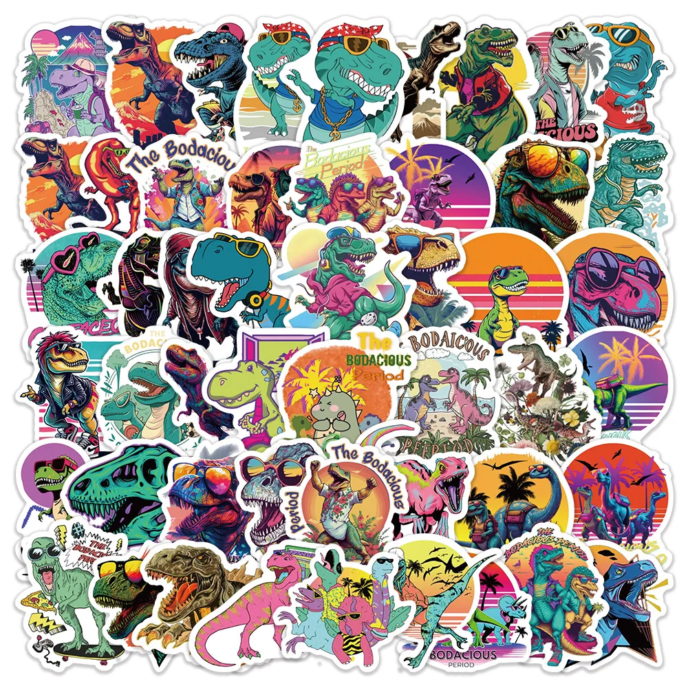 

10/50PCS Dinosaur Tyrannosaurus Rex Cool Cartoon Doodle DIY Decorative Notebook Suitcase Water Cup Waterproof Sticker Kids Toy