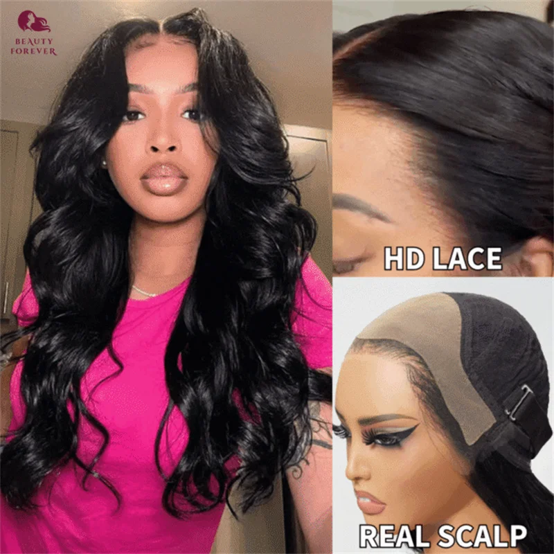 

Beautyforever HD Real Scalp™ Wig 13x4 Skin Lace Frontal Loose Wave Curtain Bangs Human Hair Wig with Invisi-Drawstring
