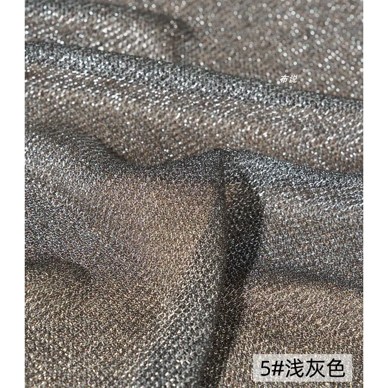 Light Gray Metallic Thread Fabric Four Way Stretch Soft Knit Breathable Dress Top Creative Apparel DIY Craft Material Trendy view 5
