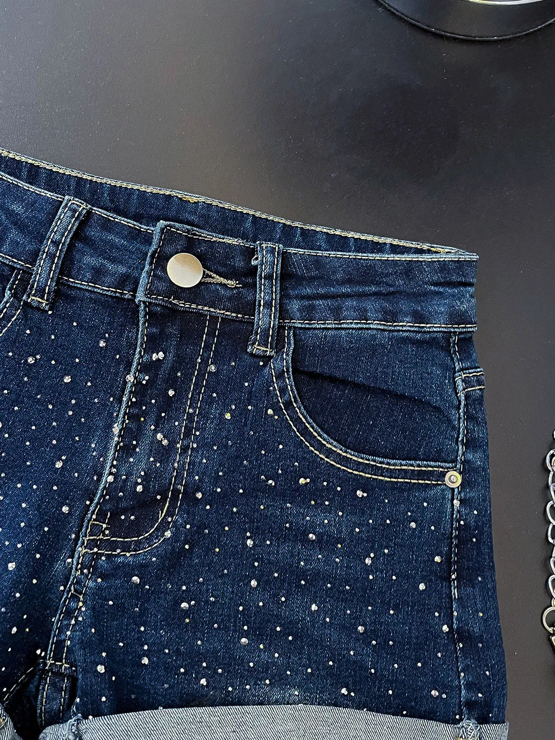 Sexy Low Waist Denim Shorts Women's Summer Elastic Fringed Tummy Control Hot Pants Flared Legs Straight Cut Casual Style