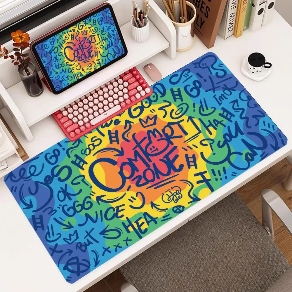 Mouse pad lavável com fundo de borracha antiderrapante, zona de conforto estilo graffiti, adequado para trabalho e jogos e mouse pad de escritório