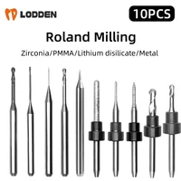 Fresas dentales para Roland Zirconia/PMMA/disilicato de litio D4, taladro de vástago para materiales de dentadura CAD CAM, 10 Uds.