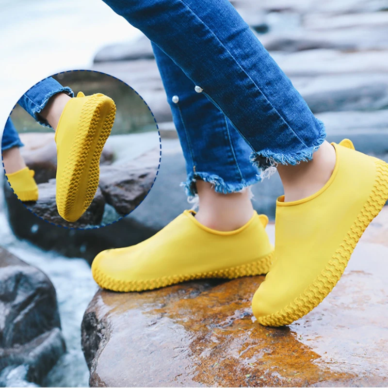 Reusable Thicken Waterproof Silicone Shoes Covers Non-Slip Wear-Resistant Sneaker Rain Boot Cover Protector for Rainy Day Beach