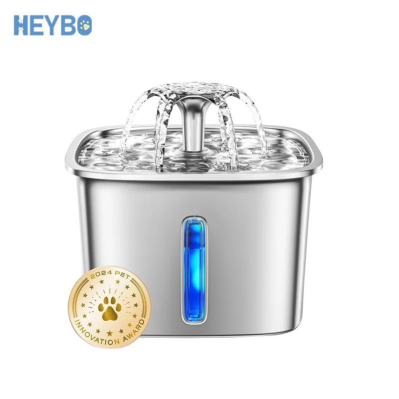 

HEYBO Высококачественный автоматический диспенсер для воды для кошек емкостью 2,6 л из нержавеющей стали с зарядкой