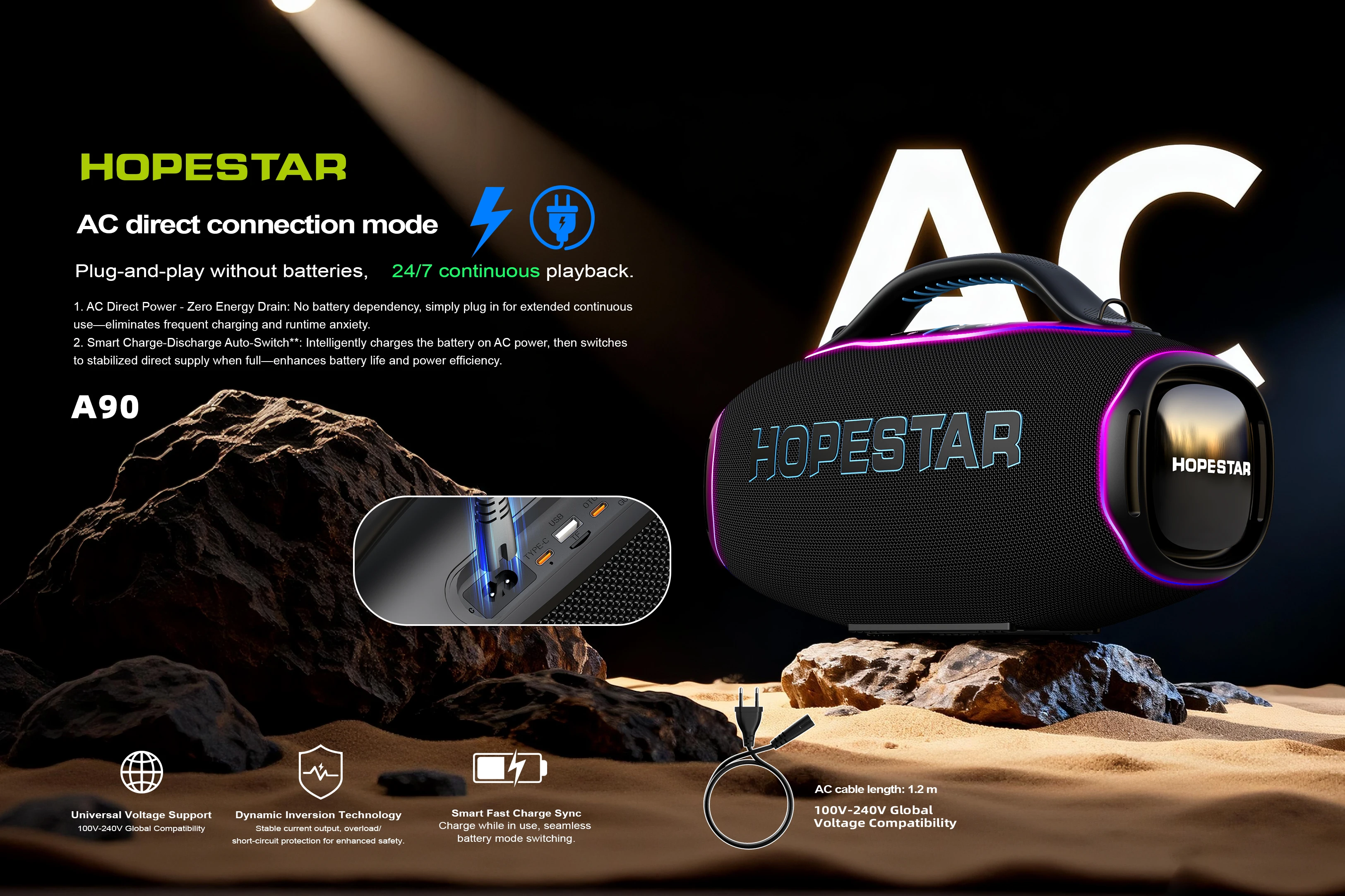 Оригинальная портативная колонка Hopestar A90 с мощным басом, 700 Вт, водонепроницаемая, для караоке на открытом воздухе, профессиональная.