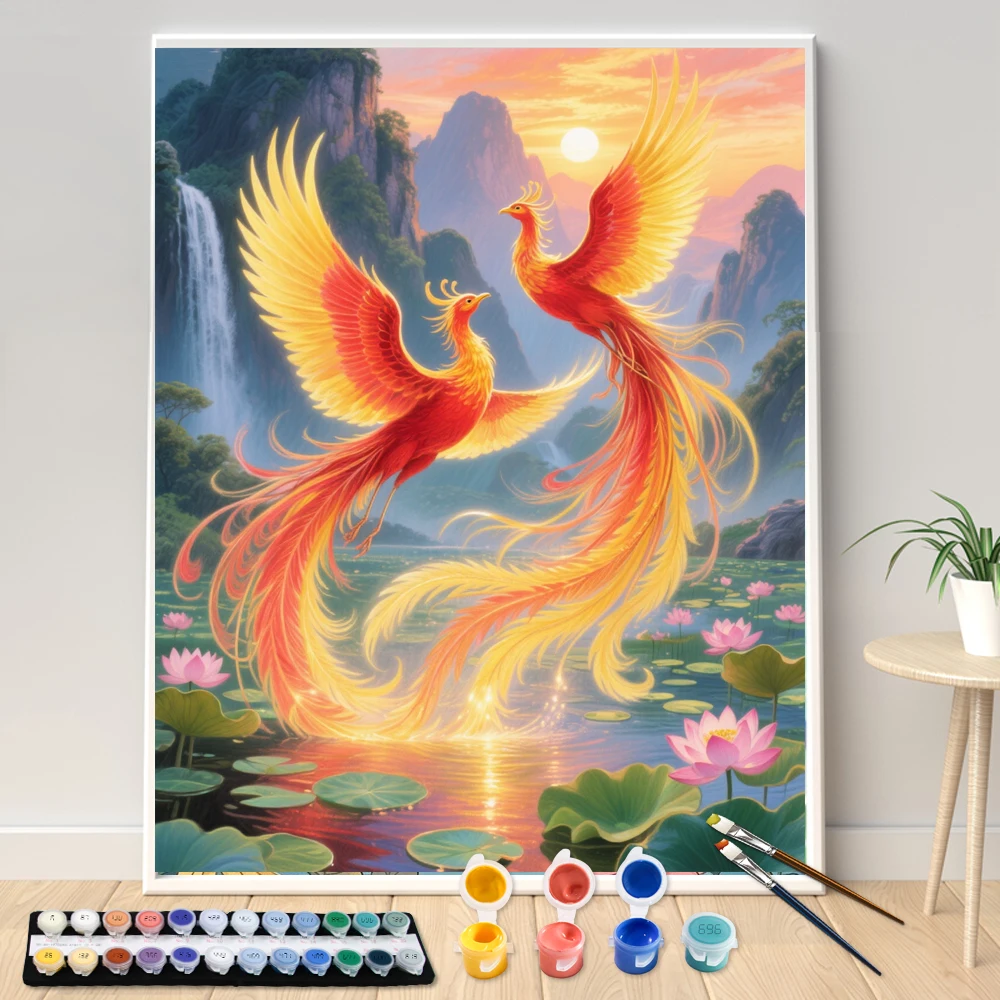 

Painting By Numbers 40x50cm Kits Playful Phoenix Picture By Numbers For Home Decors Handpainted Diy Gift