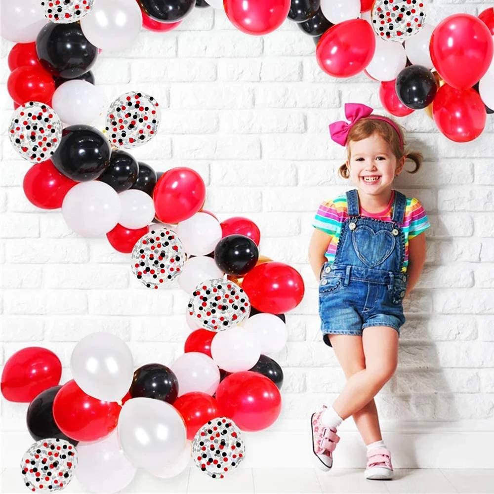 12 cali czerwone czarne białe balony girlanda zestaw łukowy konfetti cyrk BBQ kasyno impreza urodzinowa balony dekoracje na ukończenie szkoły Baby Shower — zdjęcie 7