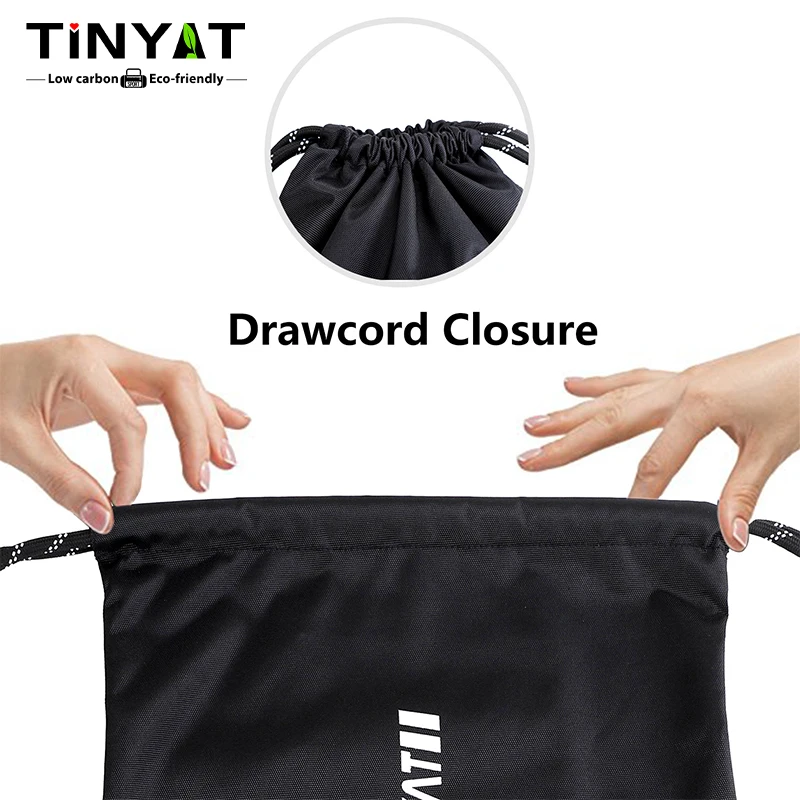 TINYAT Large Capacity Waterproof Drawstring Backpack for Men and Women, Lightweight Polyester Travel and Fitness Sports Bag