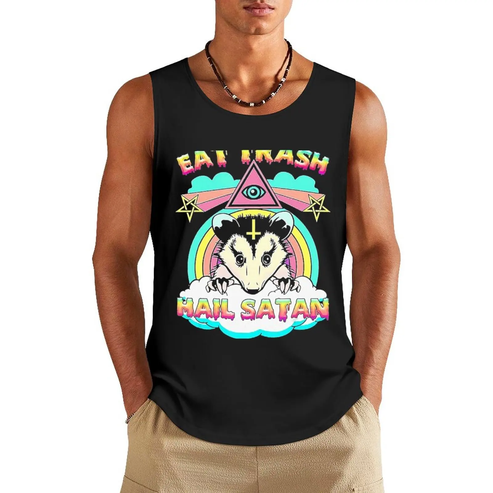 

Eat Trash Hail Satan Raccoon Tank Top bodybuilding Bodybuilding clothing man gym wear men