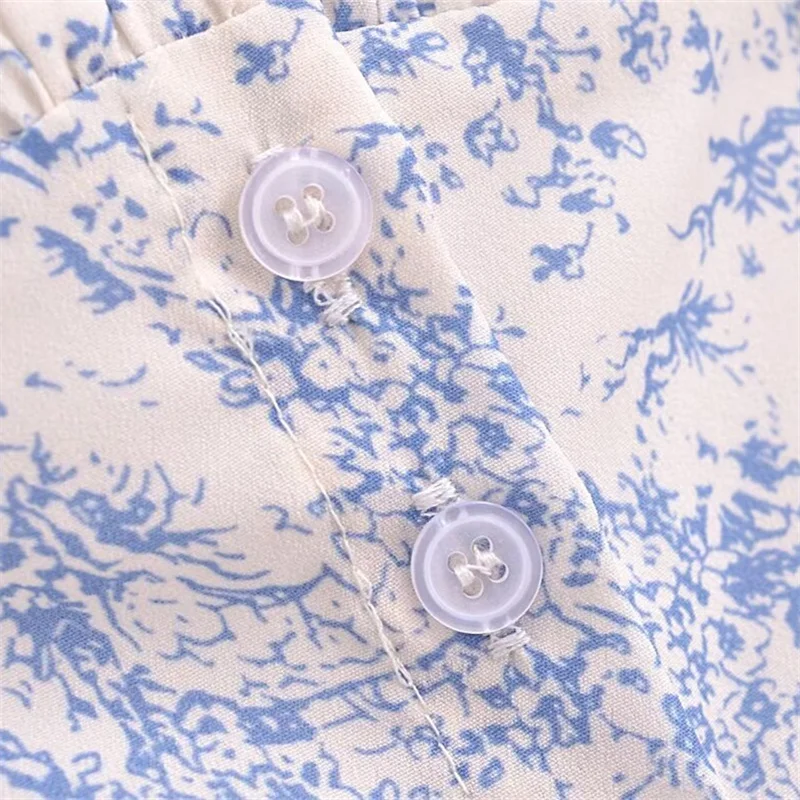 KEYANKETIAN 2024 nowa premiera damska mała plisowana kwiecista nadruk słodka kokardka sznurowana smukła koszulka Tank podkoszulka damska krótki Top