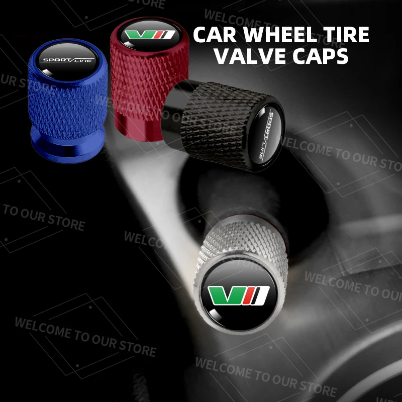 4 pièces/1 ensemble Sport ligne VRS Logo pour Skoda Octavia Karoq Kamiq Fabia Yeti bouchons de Valve de voiture pneus de roue couvercle de protection de tige de pneu à Air