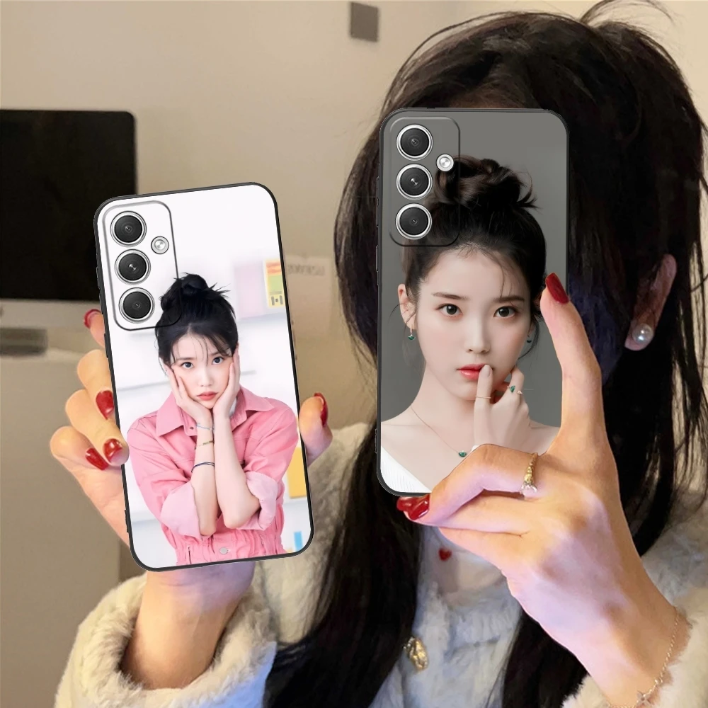 KPOP IU Lee JiEun Mobile Cell Phone Case for Samsung Galaxy S24 S23 S22 S21 S20 S10 S9 Plus FE Ultra Lite Black Cover Shell