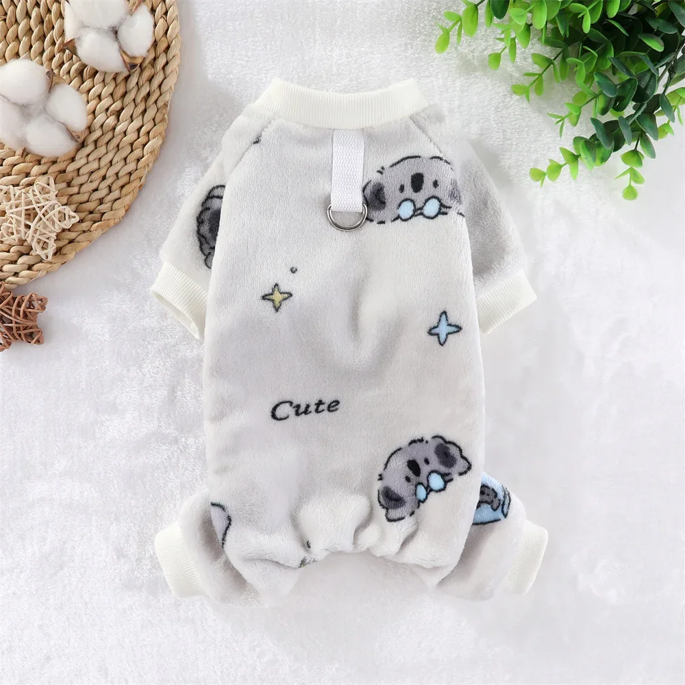 Soft Flannel Dog Pajamas for Small Medium Large Dogs, Cartoon Animals Bear Dinosaurs Print Puppy Onesie Winter Dog Jumpsuit