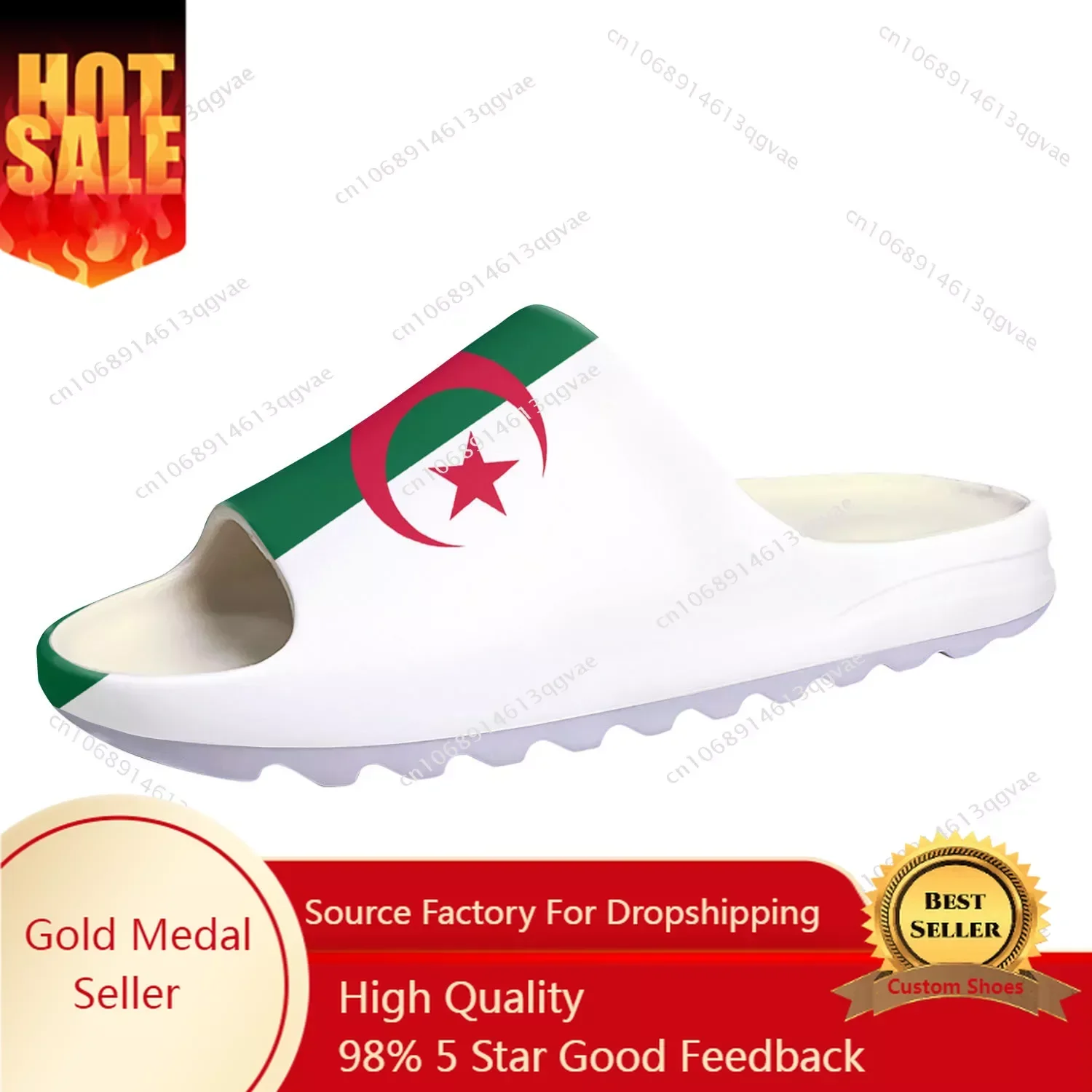 

Algerian Flag Soft Sole Sllipers Home Clogs Step on Water Shoes Mens Womens Teenager Beach Algeria Customize on Shit Sandals