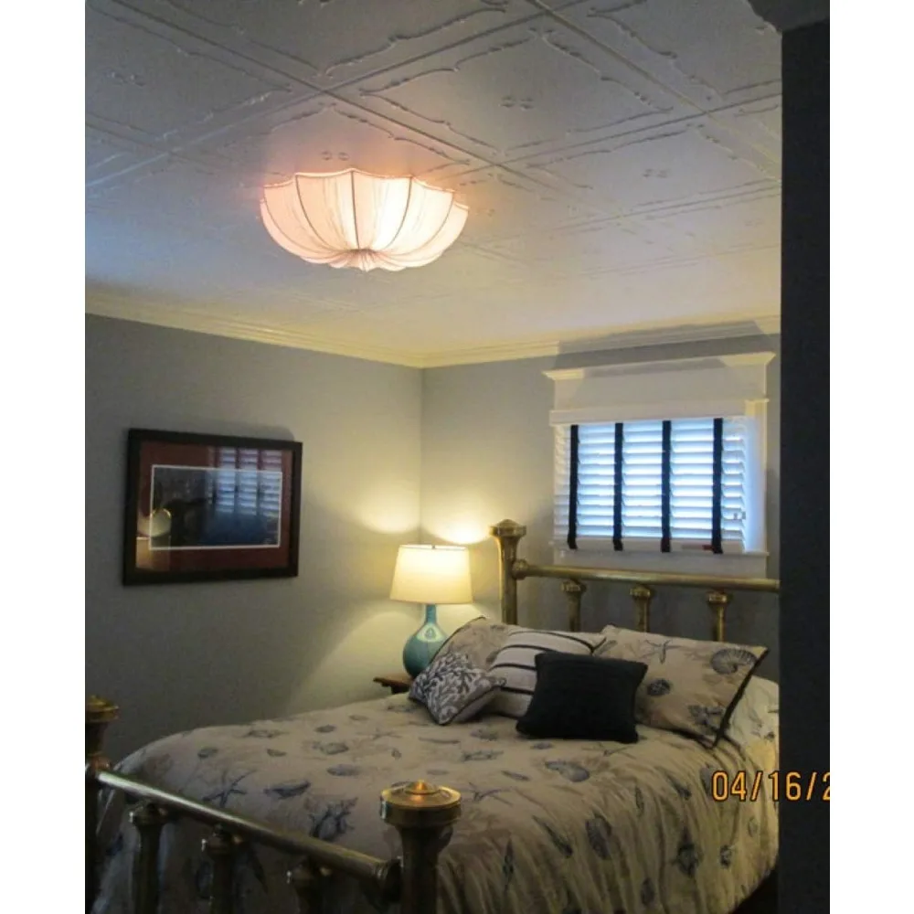 CEILINGS R05 Потолочная плитка из пенопласта с клеем (256 кв. ft./футляр), упаковка из 96, однотонный белый