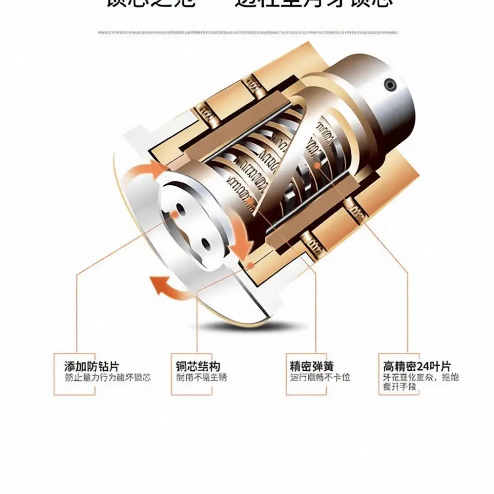 Universal External Door Deadbolt Solid Copper Core Security Lock For Wood Iron Metal Gates Sturdy Anti Theft Hardware