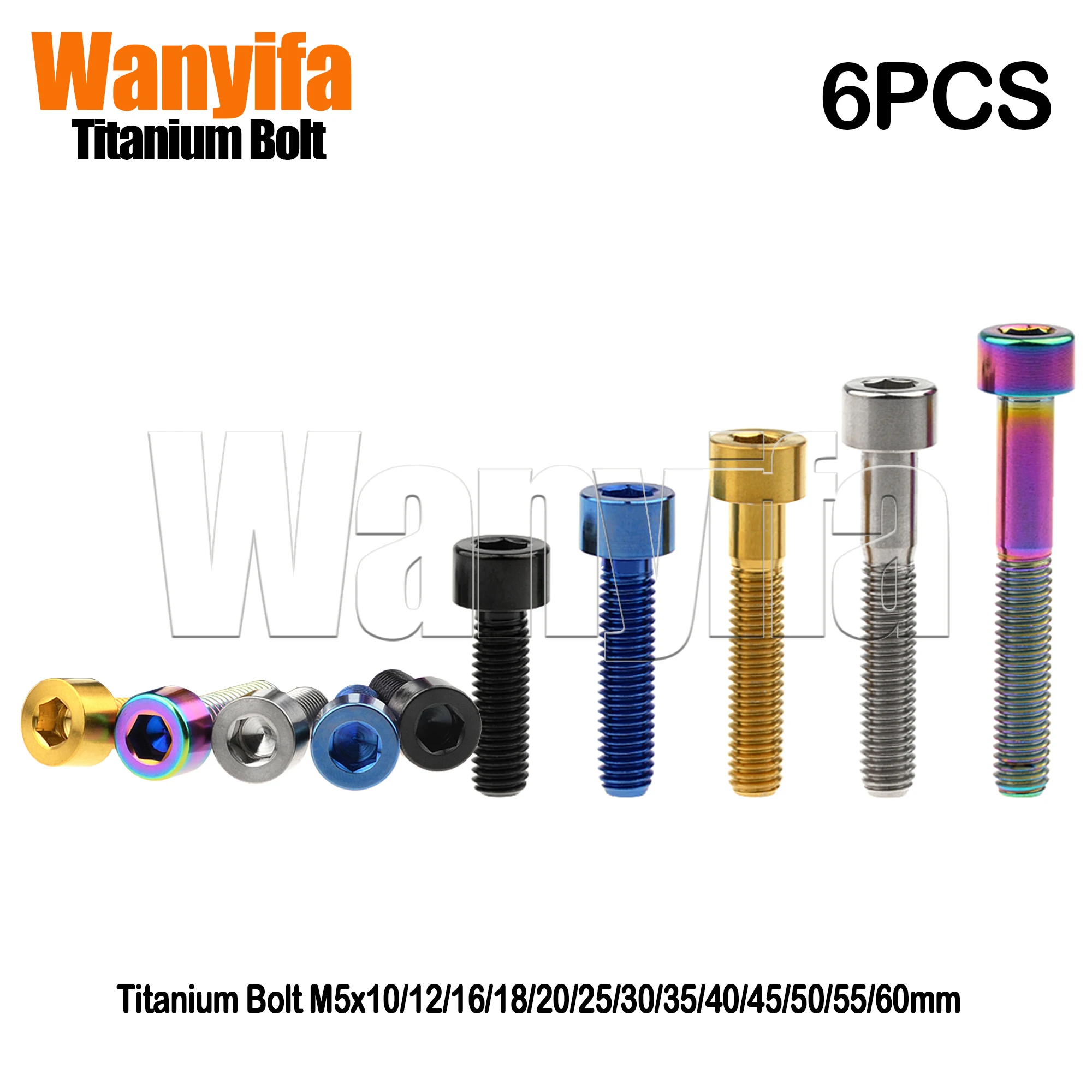 

Wanyifa Titanium Bolt M5x10/12/16/18/20/25/30/35/40/45/50/55/60mm Cylindrical Head Hex Screws for MTB Bike Accessories