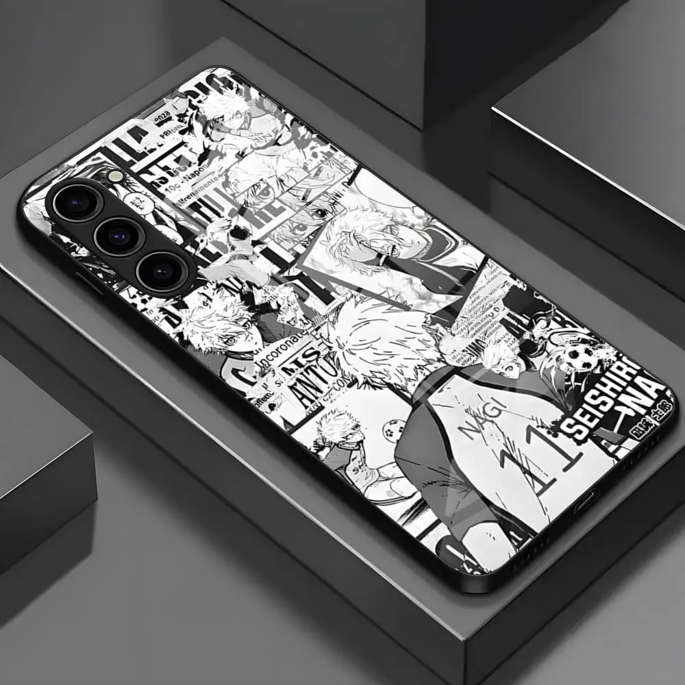 Cool B-Blue L-Lock Anime Phone Case For Samsung S25 Edge Ultra S23 S22 S21 S20 Ultra Plus S24 Fe A54 A53 A25 Glass Cover