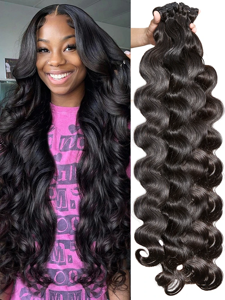 Body Wave Hair Bundles Brazilian Virgin Remy Unprocessed Natural Wave Human Hair Loose Wavy Doule Drawn Hair Weave Extensions