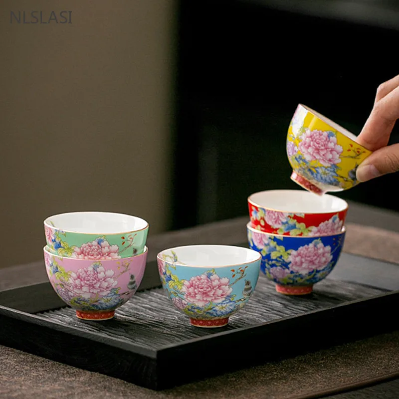 60ml Chinese Style Ceramic Ceramic Tea Set Teacup Hand Painted Personality Creative Teacup Coffee Wine Cups Drinkware Supplies