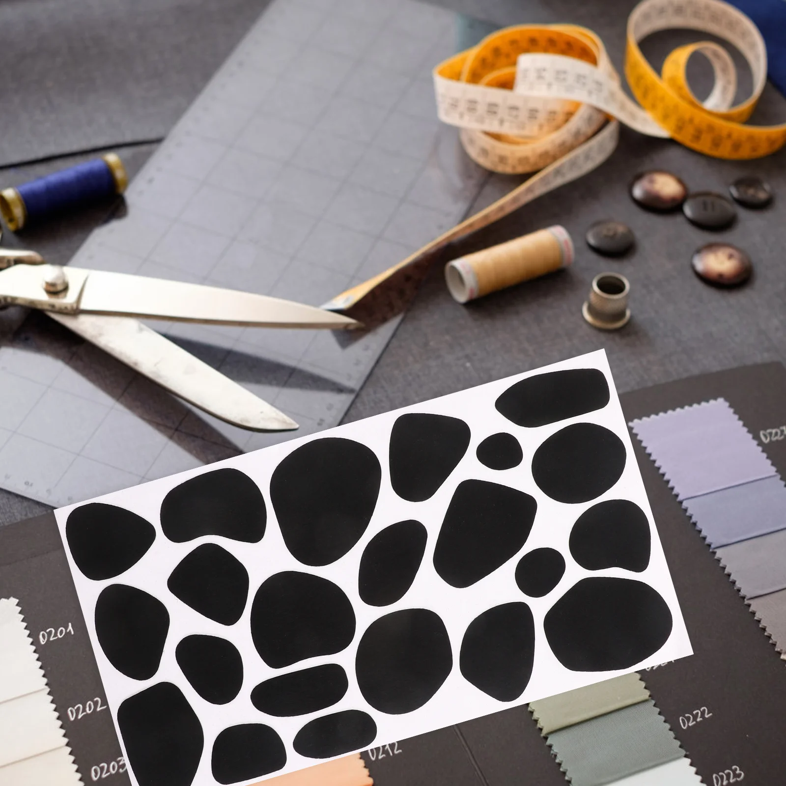 6 Sheets Adhesive Felt Stickers Black DIY Headdress Supplies Accessories Circles Handmade Materials Decorate Printing