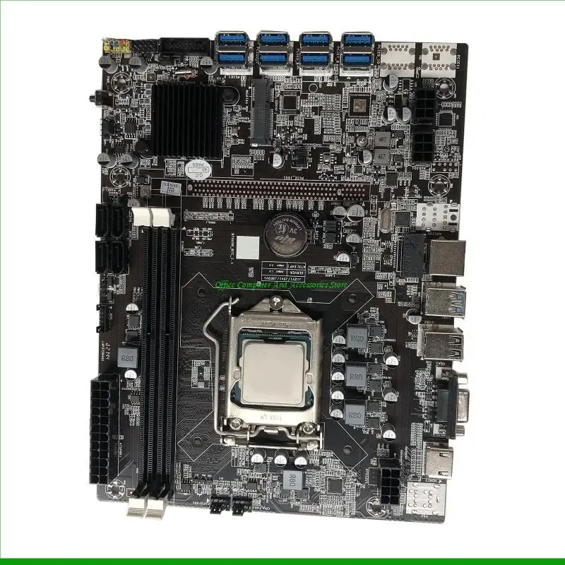

U55C B75 Mining Motherboard 8 USB3.0 to PCIE Graphics Card Slot DDR3 BTC Mining Miner