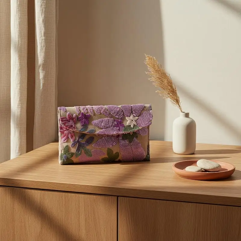 Exquisite Pailletten-Abendclutch mit Perlen-Blumenstickerei und Glitzer für Abschlussball, Bankett und Cocktailparty – Detail 1