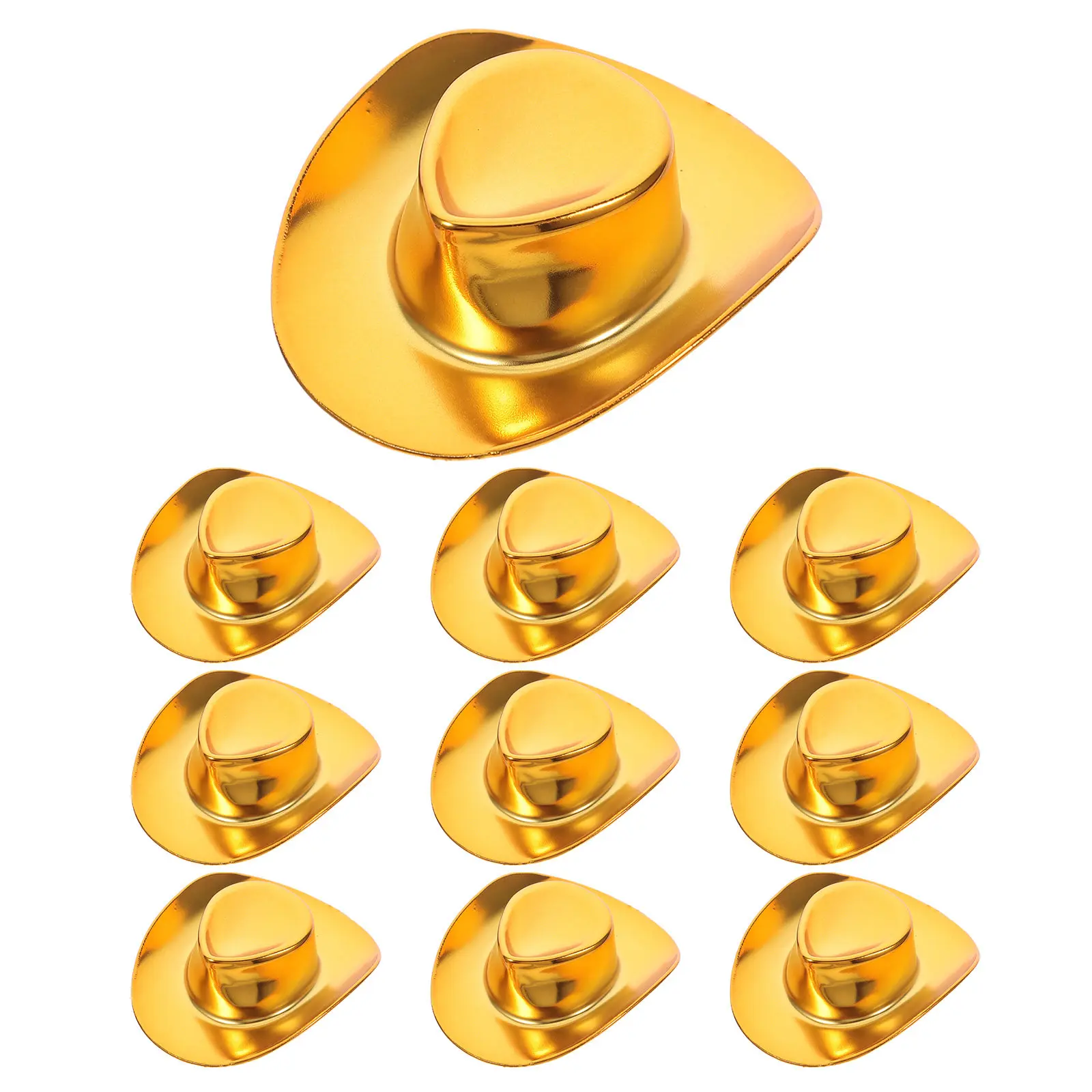 10 szt. Mini Brokatowe Kapelusze Kowbojskie Miniaturowe Kapelusze Westernowe Małe Kapeluszki do Rękodzieła DIY Dekoracje na Przyjęcia Urodzinowe Akcesoria