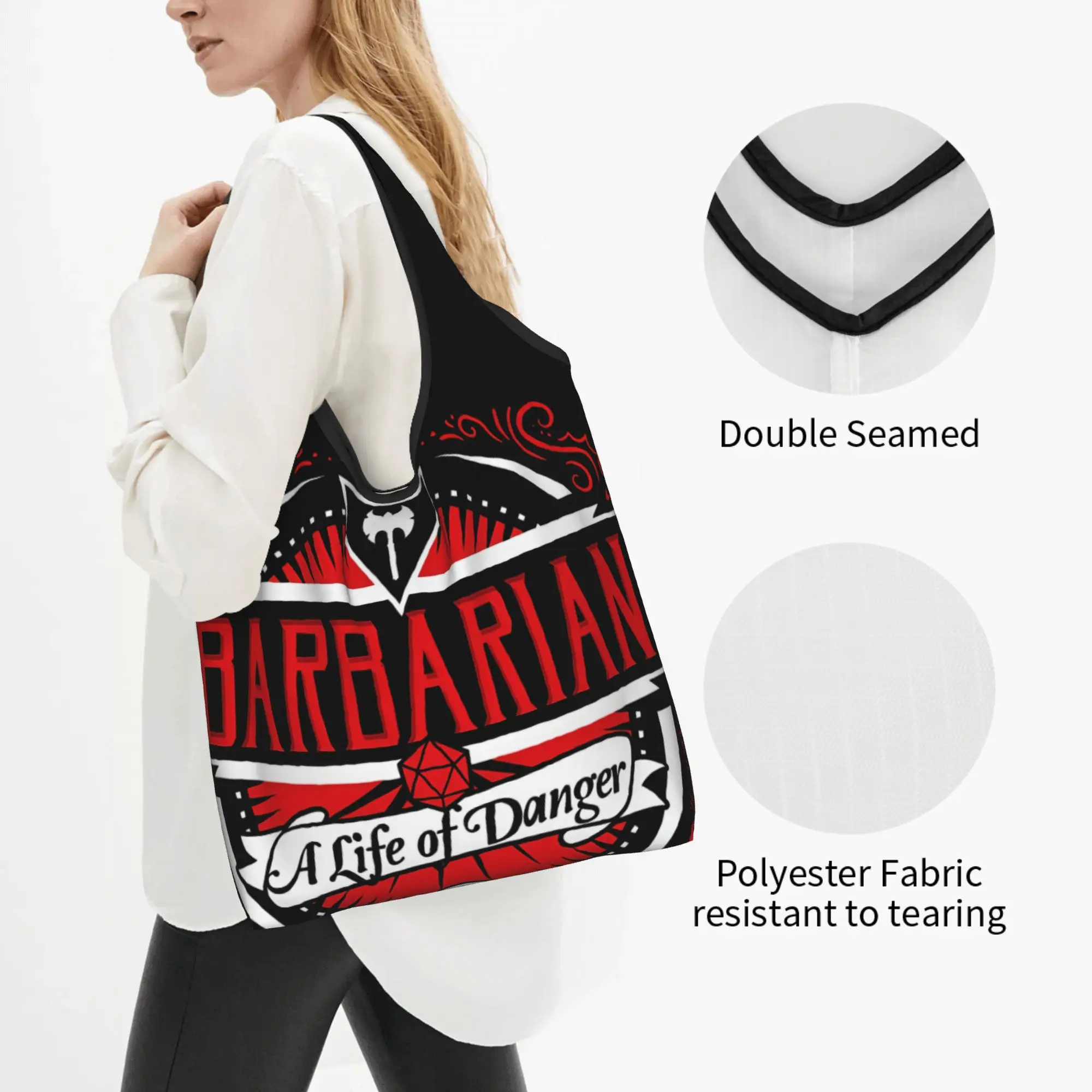 D&D Dungeons & Dragons Fantasy Role Playing Game  Groceries Shopping Bags Funny Shopper Tote Shoulder Bags Portable  Handbag
