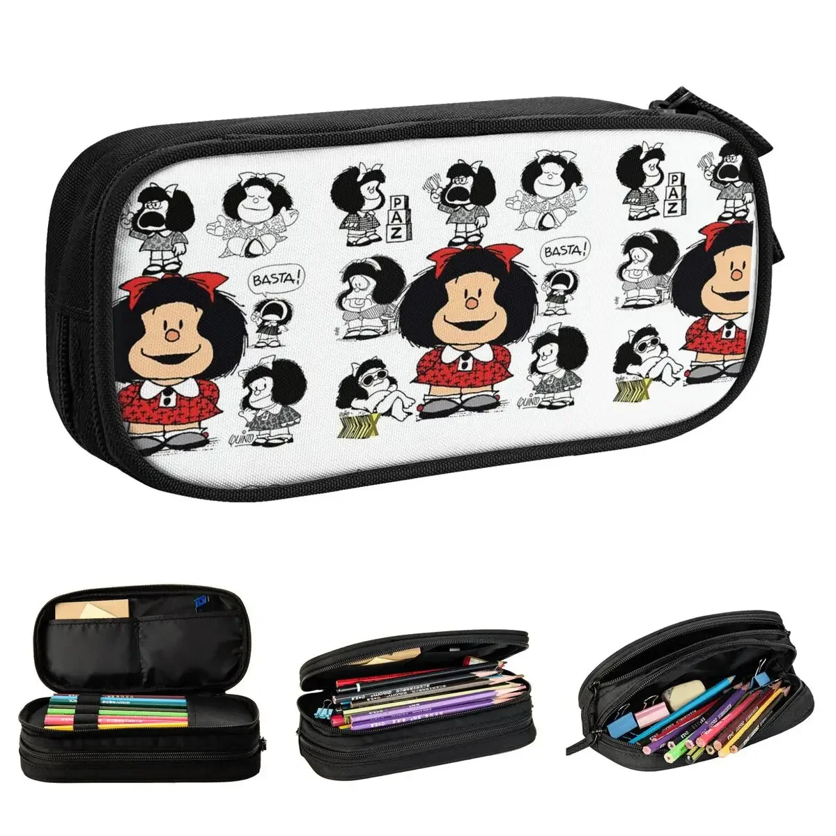 

Mafalda Quino Comics Cartoon Pencil Case Humor Cartoon Pencil Pouch Pen Box for Student Bag School Supplies Zipper Stationery