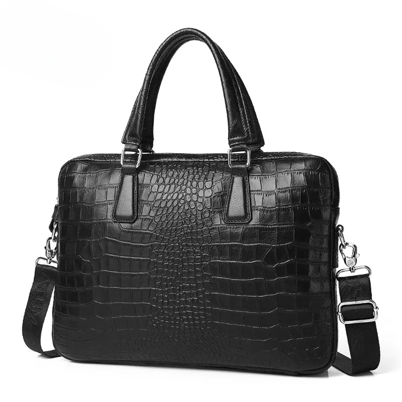 Genuine Leather Crocodile Grain Briefcases Hard For Men 15.6 Inch Laptop Briefcase Bags Computer Bag Luxury Handbags